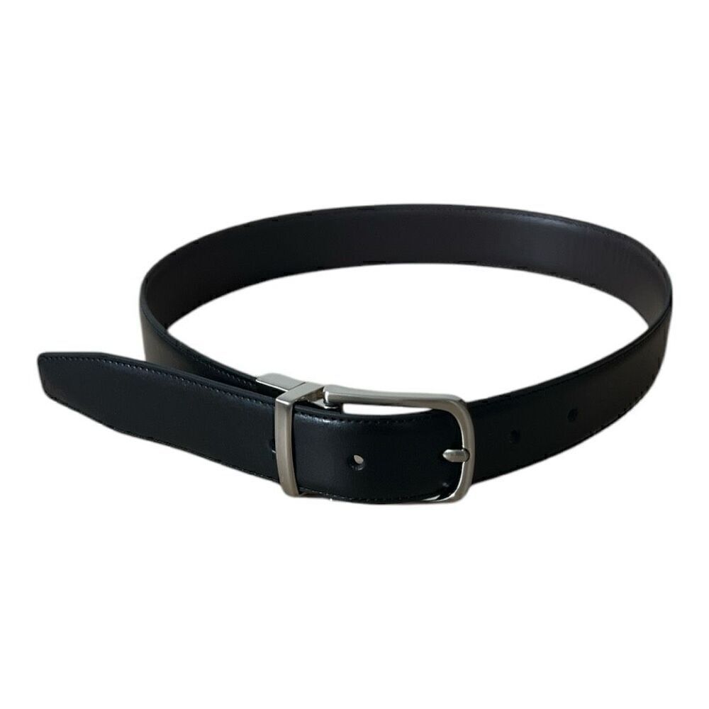 Perry Ellis Black Kids Belt Black Brown Reversible Brass Buckle 24/60 (29.7”)